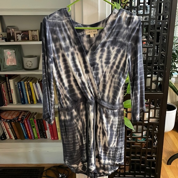 Cloth & Stone Romper Large Tie Dye 3/4 Sleeve Shorts Drawstring Waist - Picture 2 of 6